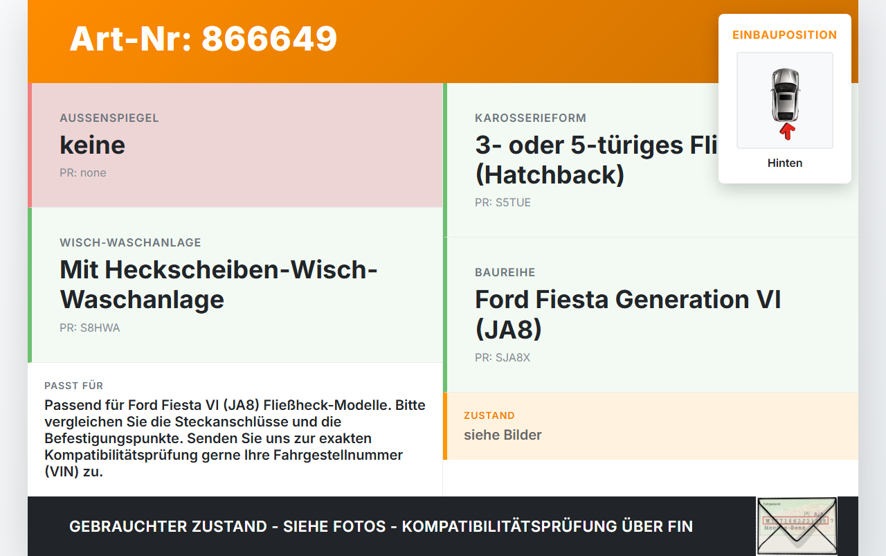 Ford Fiesta VI 6 JA8 08-13 5T Wischermotor Scheibenwischermotor Hinten Heckwischermotor Ford Fiesta VI 6 JA8 08-13... Vorschau 3
