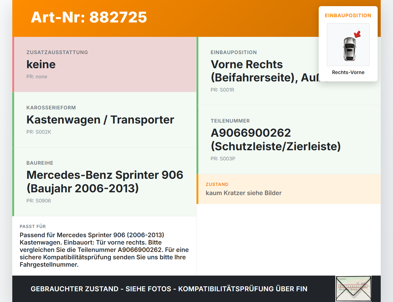 Mercedes Sprinter 906 313 06-13 Kasten Türleiste Rechts Vorne Aussen Mercedes Sprinter 906 313 06-13 24.04.2008... Vorschau 3