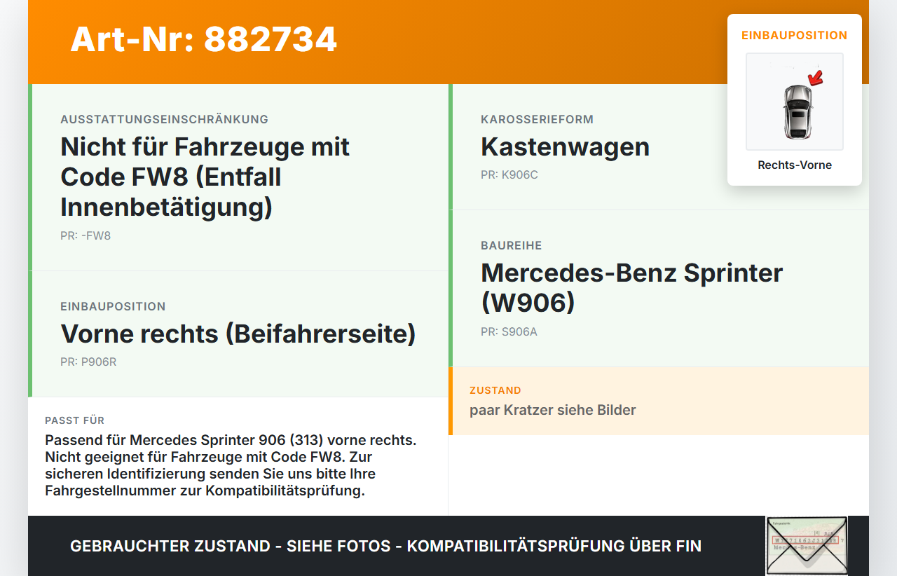 Mercedes Sprinter 906 313 06-13 Kasten Türgriff Griff Innen Rechts Vorne Mercedes Sprinter 906 313 06-13 24.04.2008... Vorschau 3