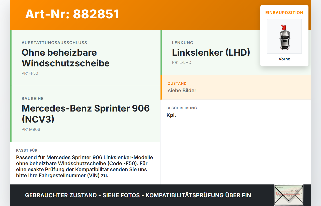 Mercedes Sprinter 906 313 06-13 Wischermotor m. Wischergestänge Vorne Mercedes Sprinter 906 313 06-13 24.04.2008... Vorschau 3