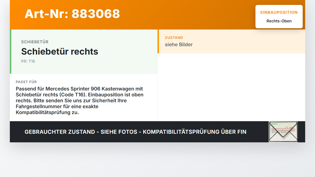 Mercedes Sprinter 906 313 06-13 Kasten Führungsrolle für Schiebetür Rechts Oben Mercedes Sprinter 906 313 06-13... Vorschau 3
