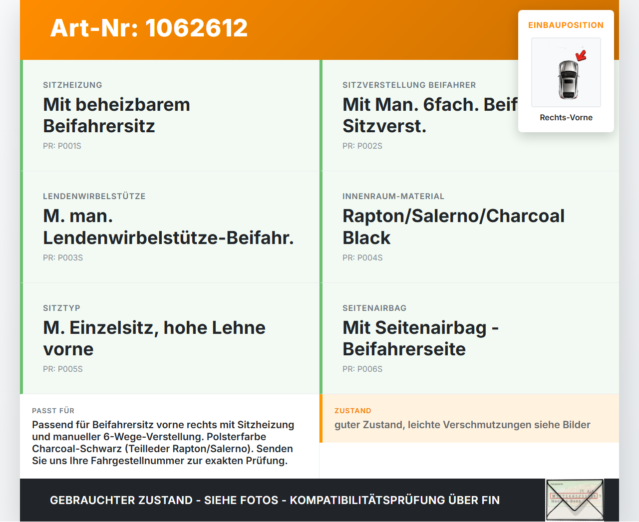 Ford Kuga DM2 16-20 Sitzbezug Sitzpolster für Beifahrersitz Rechts Vorne beheizt Ford Kuga DM2 16-20 27.12.2018... Vorschau 3
