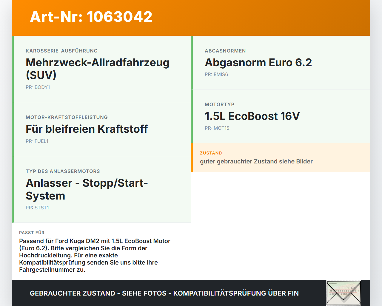 Ford Kuga DM2 16-20 1,5 110KW Hochdruck Leitung Kraftstoffleitung Ford Kuga DM2 16-20 27.12.2018 CV61-9C047-BC gebraucht Vorschau 3