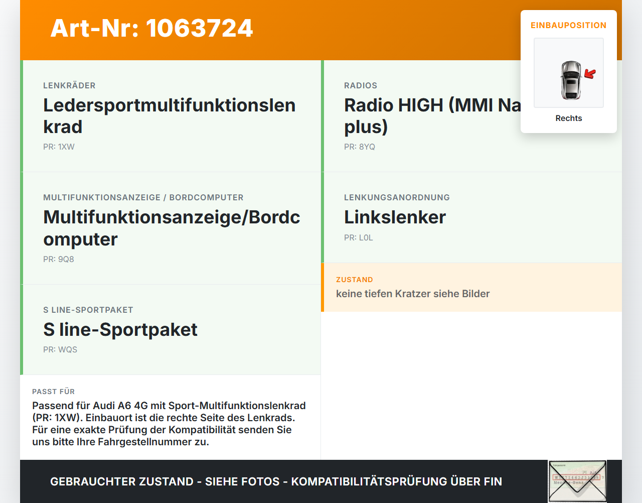 Audi A6 4G C7 11-14 qu Lenkradschalter Multifunktionstasten Schalter für Lenkrad Rechts Audi A6 4G C7 11-14 qu... Vorschau 3