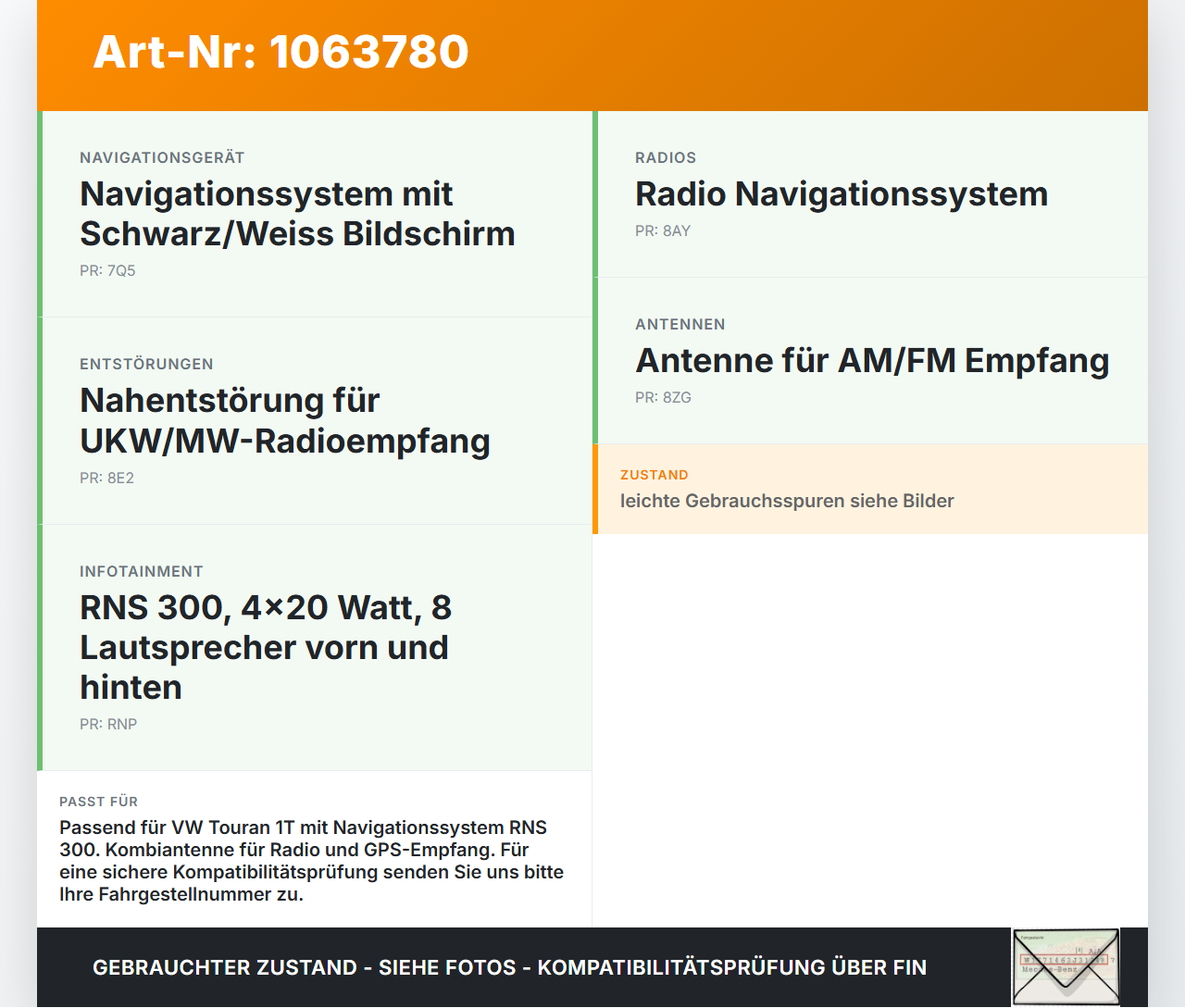 VW Touran 1T 06-10 Antenne Dachantenne GPS Radio Navigation VW Touran 1T 06-10 06.08.2007 3C0035507N 3C0035507A... Vorschau 3