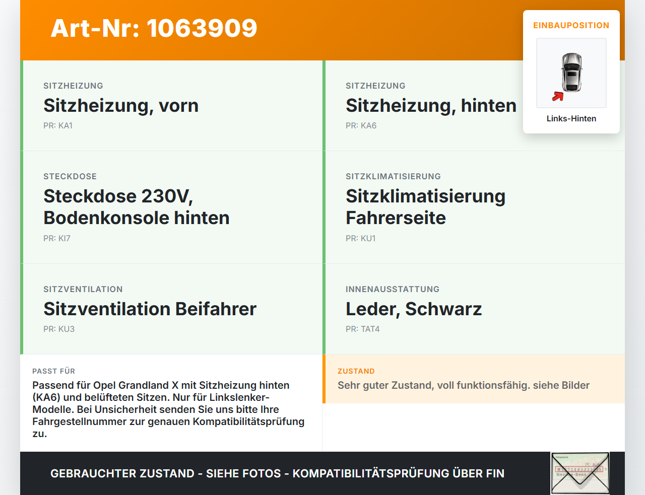 Opel Grandland I 17-21 Sitzheizung Schalter Regler Links Hinten Opel Grandland I 17-21 29.03.2018 98019840ZD... Vorschau 3