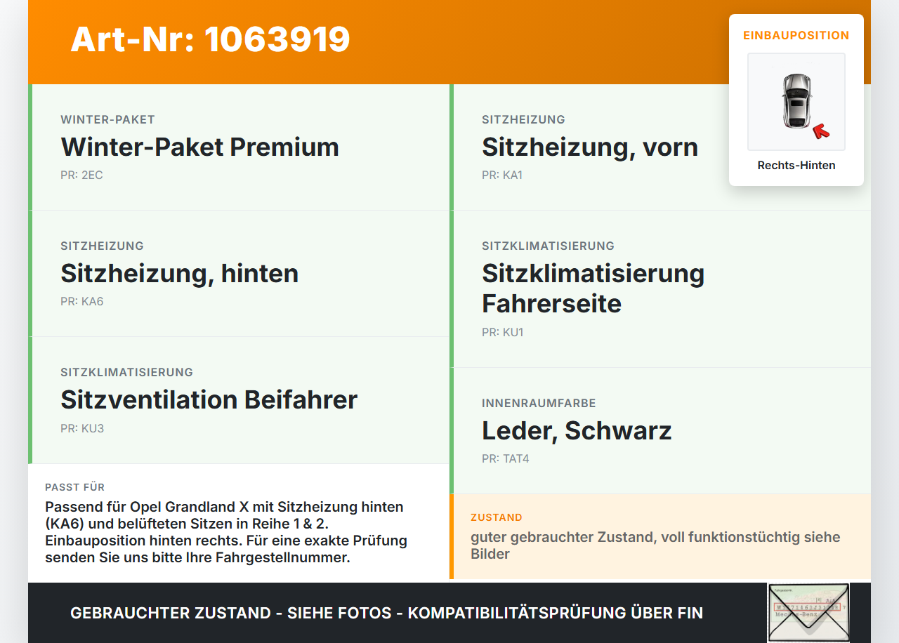 Opel Grandland I 17-21 Sitzheizung Schalter Regler Rechts Hinten Opel Grandland I 17-21 29.03.2018 98019841ZD... Vorschau 3