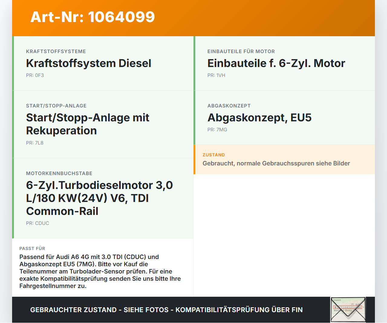Audi A6 4G C7 11-14 qu 2,0 130KW Sensor Abgastemperatursensor Abgassonde Audi A6 4G C7 11-14 qu 31.01.2012... Vorschau 3
