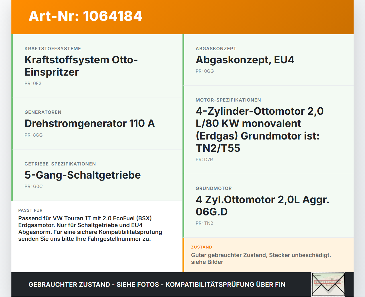 VW Touran 1T 06-10 CNG 2,0 80KW Kabelbaum Motorkabelbaum Leitungssatz für Motor VW Touran 1T 06-10 06.08.2007... Vorschau 3