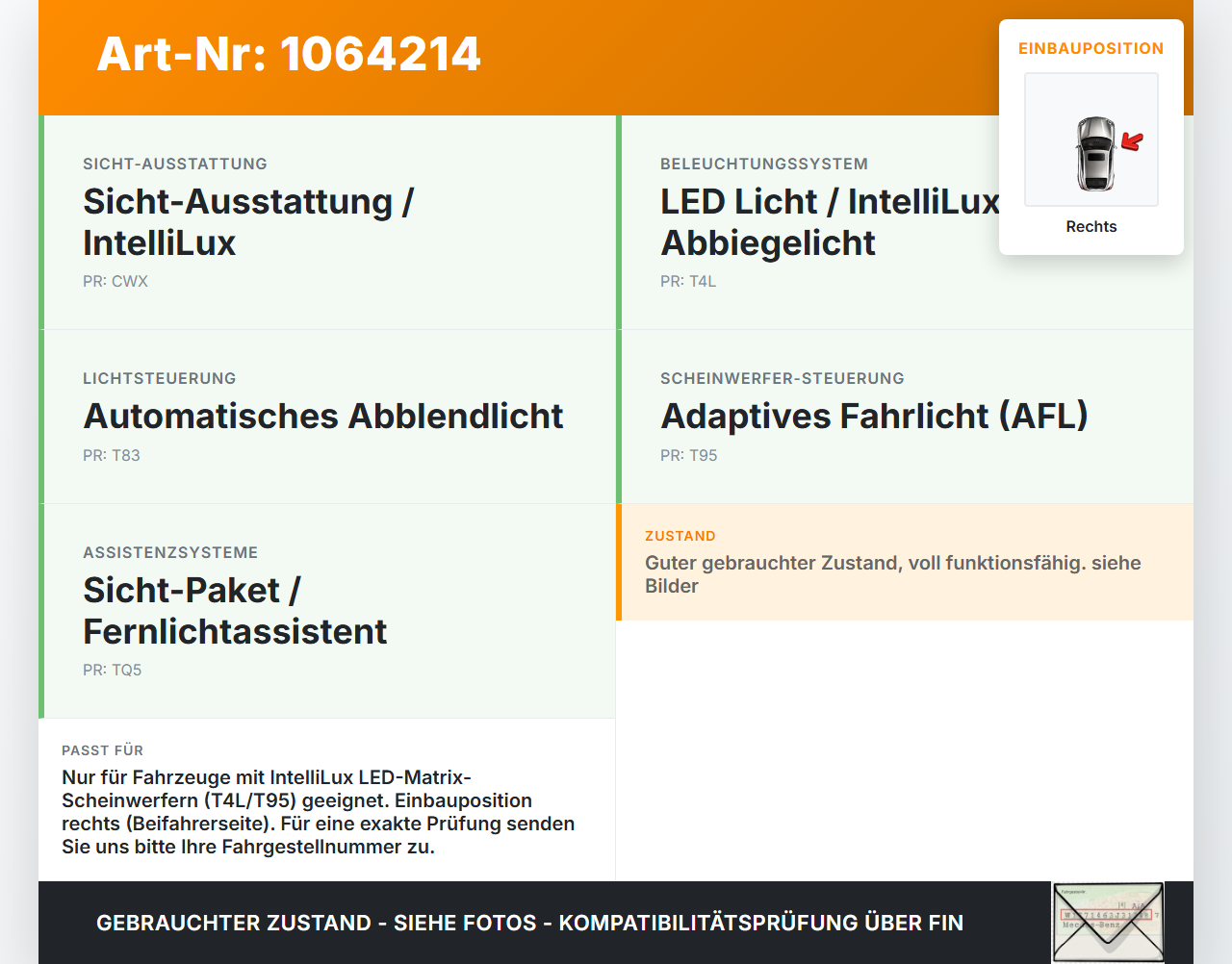 Opel Grandland I 17-21 LDM High Vorschaltgerät Rechts Opel Grandland I 17-21 29.03.2018 YP00106580 00202964-06... Vorschau 3