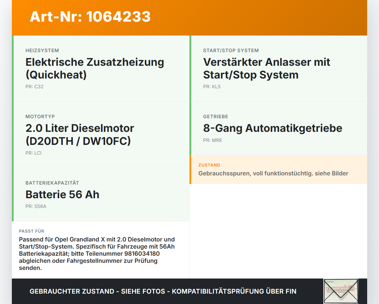 Opel Grandland I 17-21 Kabelbaum für Batterie Opel Grandland I 17-21 29.03.2018 9814653780 9816034180 0199200134... Vorschau 3