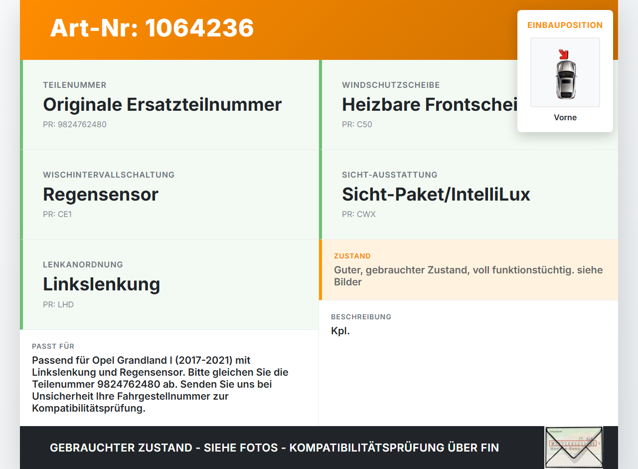 Opel Grandland I 17-21 Wischermotor mit Wischergestänge Vorne Opel Grandland I 17-21 29.03.2018 9824762480... Vorschau 3