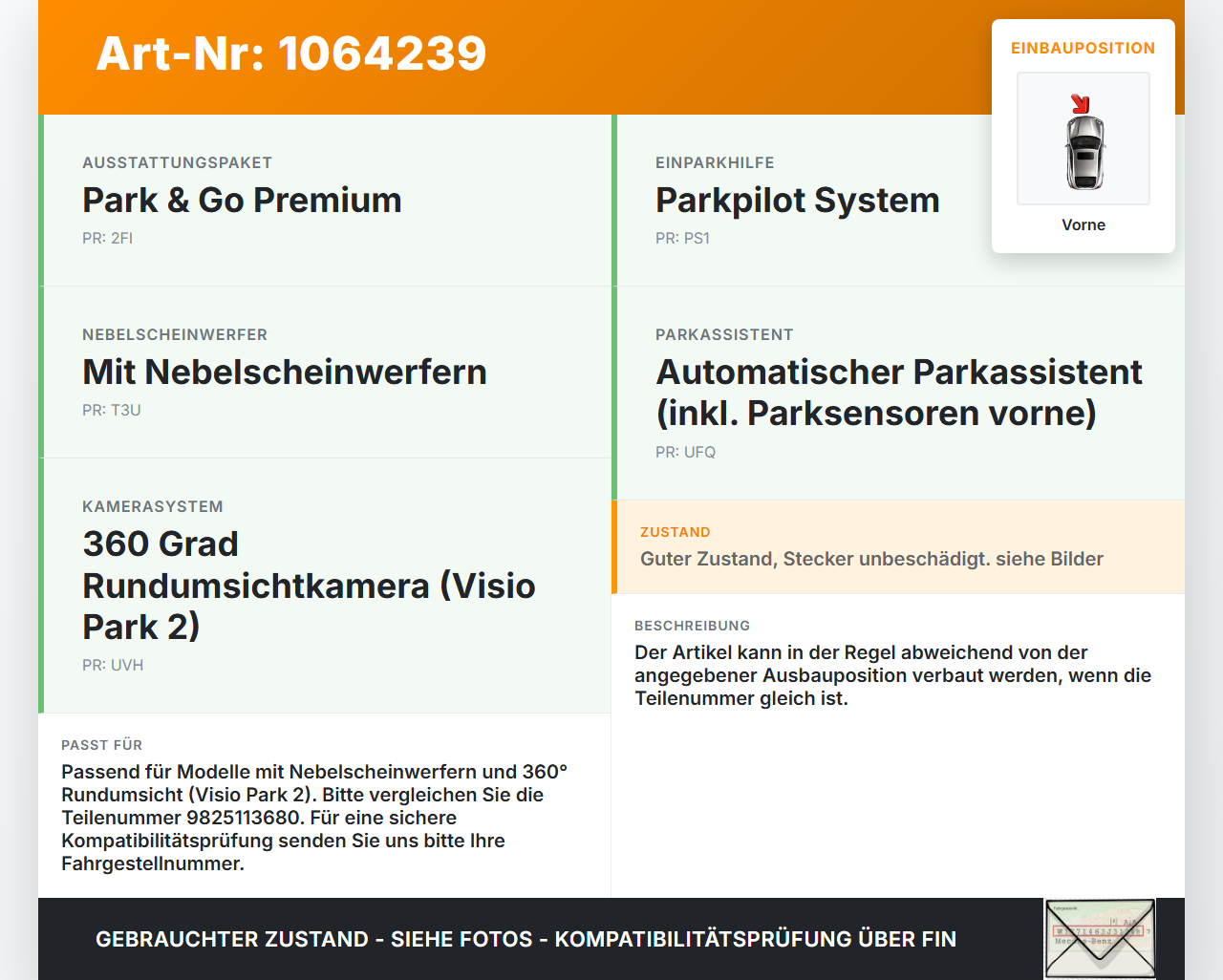 Opel Grandland I 17-21 PDC Kabelbaum Leitungssatz Vorne Opel Grandland I 17-21 29.03.2018 9825113680 20115730 gebraucht Vorschau 3