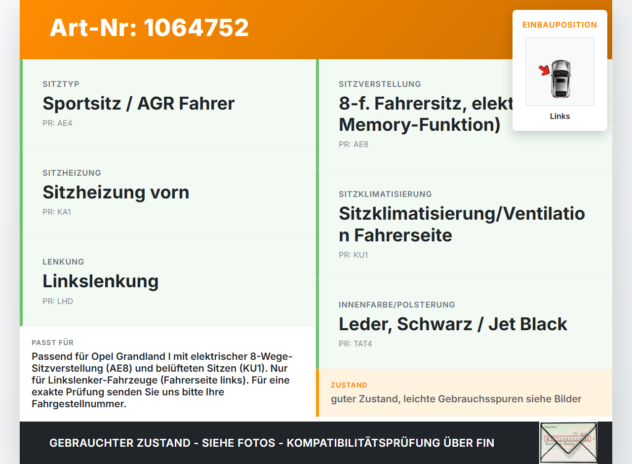 Opel Grandland I 17-21 Schalter Links für Sitzverstellung Memory Opel Grandland I 17-21 29.03.2018 9814122880... Vorschau 3