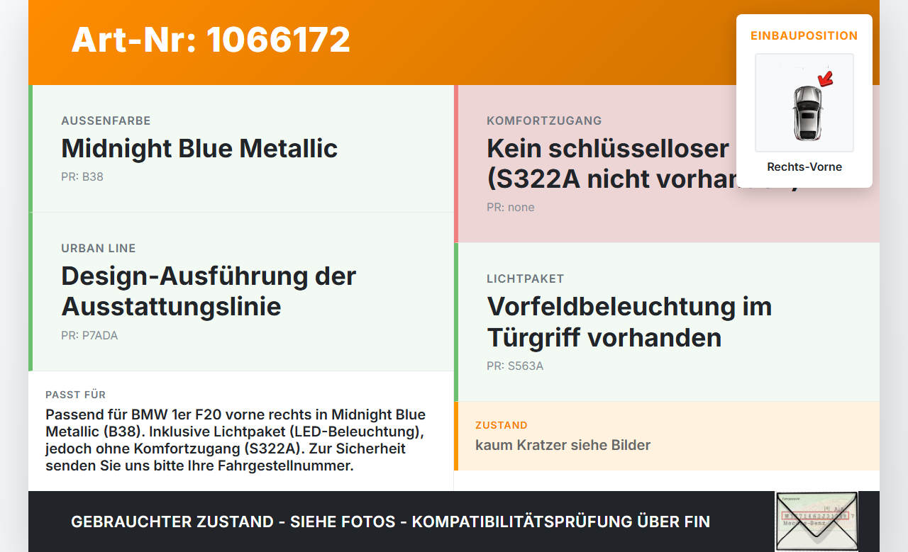 BMW 1er 116i F20 11-15 5T Türgriff Griff aussen Rechts Vorne B38 BMW 1er 116i F20 11-15 20.10.2011 0445184... Vorschau 3