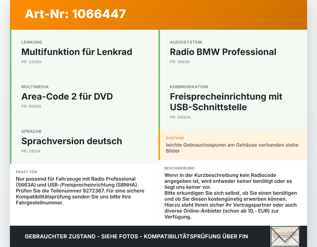 BMW 1er 116i F20 11-15 Autoradio CD-Radio Professional 2CM0G SBP BMW 1er 116i F20 11-15 20.10.2011 9357988... Vorschau 3