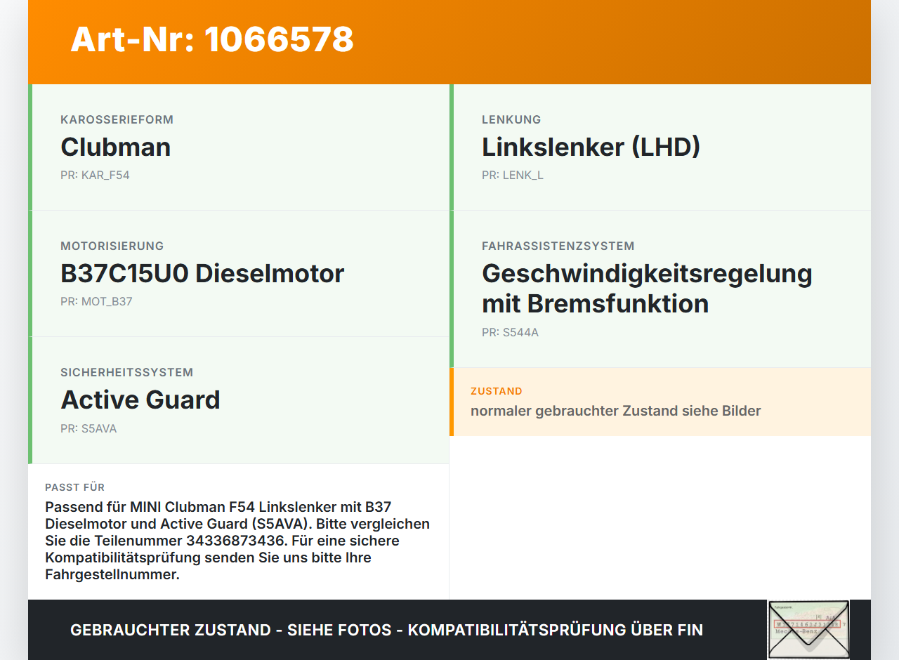 MINI F54  Clubman 15-19 1,5 85KW Bremskraftverstärker MINI F54  Clubman 15-19 19.05.2017 34336873436 6872071... Vorschau 3