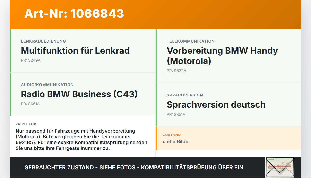 BMW 5er E39 530d 00-04 Steuergerät ECU Modul SG Telefonsteuergerät BMW 5er E39 530d 00-04 09.04.2002 84216921857... Vorschau 3