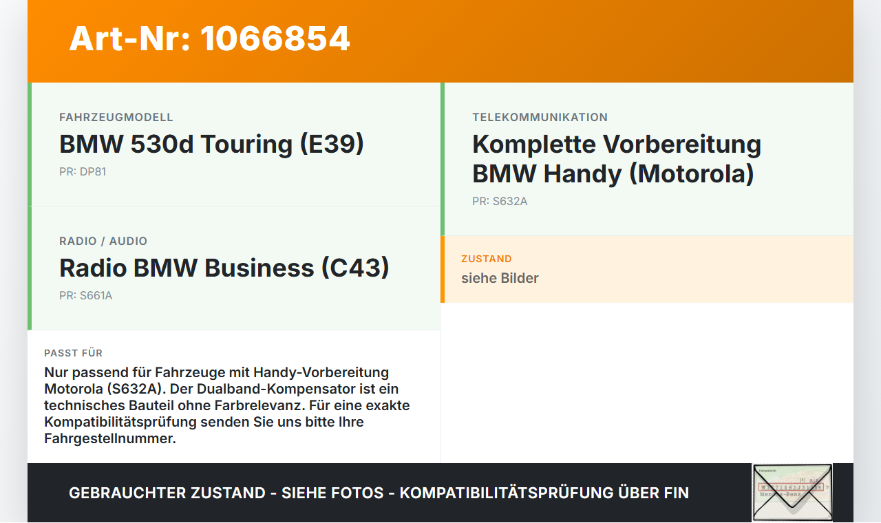 BMW 5er E39 530d 00-04 TELEFON FREISPRECHEINRICHTUNG DUAL BAND KOMPENSATOR VERSTÄRKER BMW 5er E39 530d 00-04... Vorschau 3