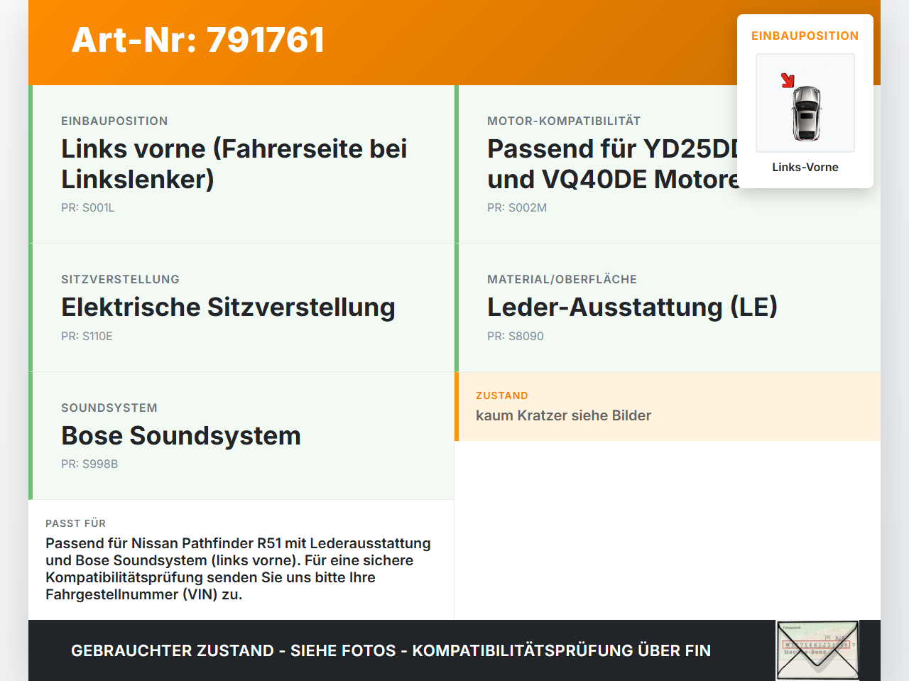 Nissan Pathfinder III R51 07-13 Türverkleidung Türpappe Links Vorne Nissan Pathfinder III R51 07-13 02.01.2011... Vorschau 3