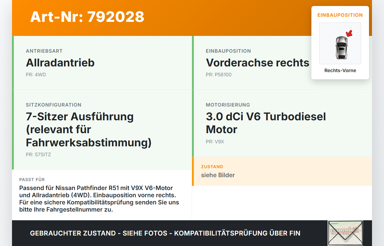 Nissan Pathfinder III R51 07-13 Stossdämpfer Federbein Vorne Rechts Nissan Pathfinder III R51 07-13 02.01.2011... Vorschau 3
