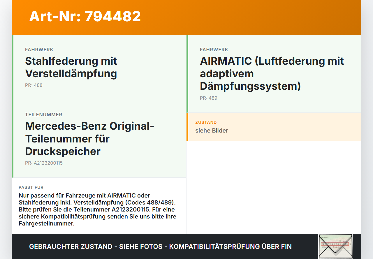 Mercedes S212 E350d 13-16 Druckspeicher Mercedes S212 E350d 13-16 17.12.2014 A2123200115 gebraucht Vorschau 3