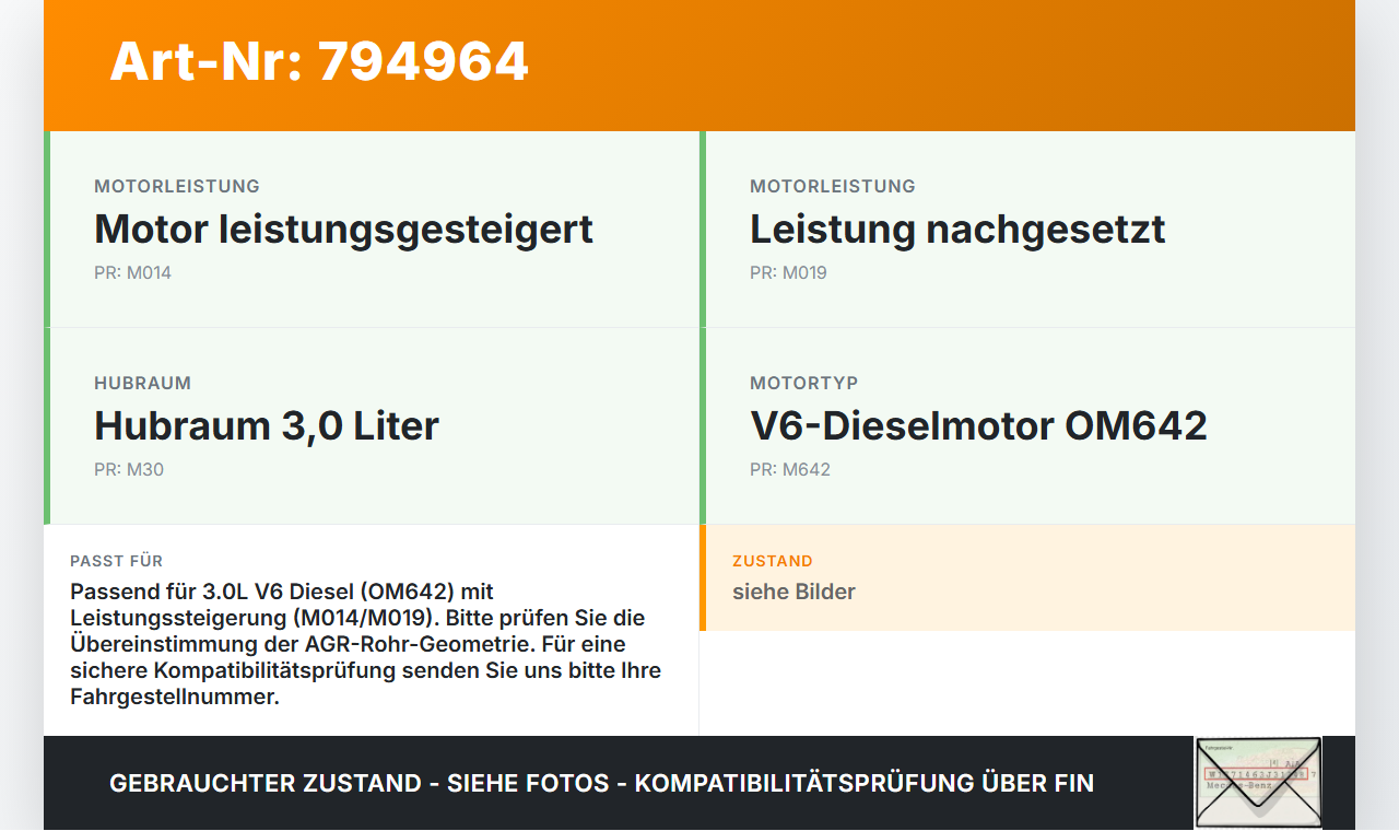 Mercedes S212 E350d 13-16 CDI 3,0 195KW Abgasleitung AGR Rohr Leitung Mercedes S212 E350d 13-16 17.12.2014... Vorschau 3