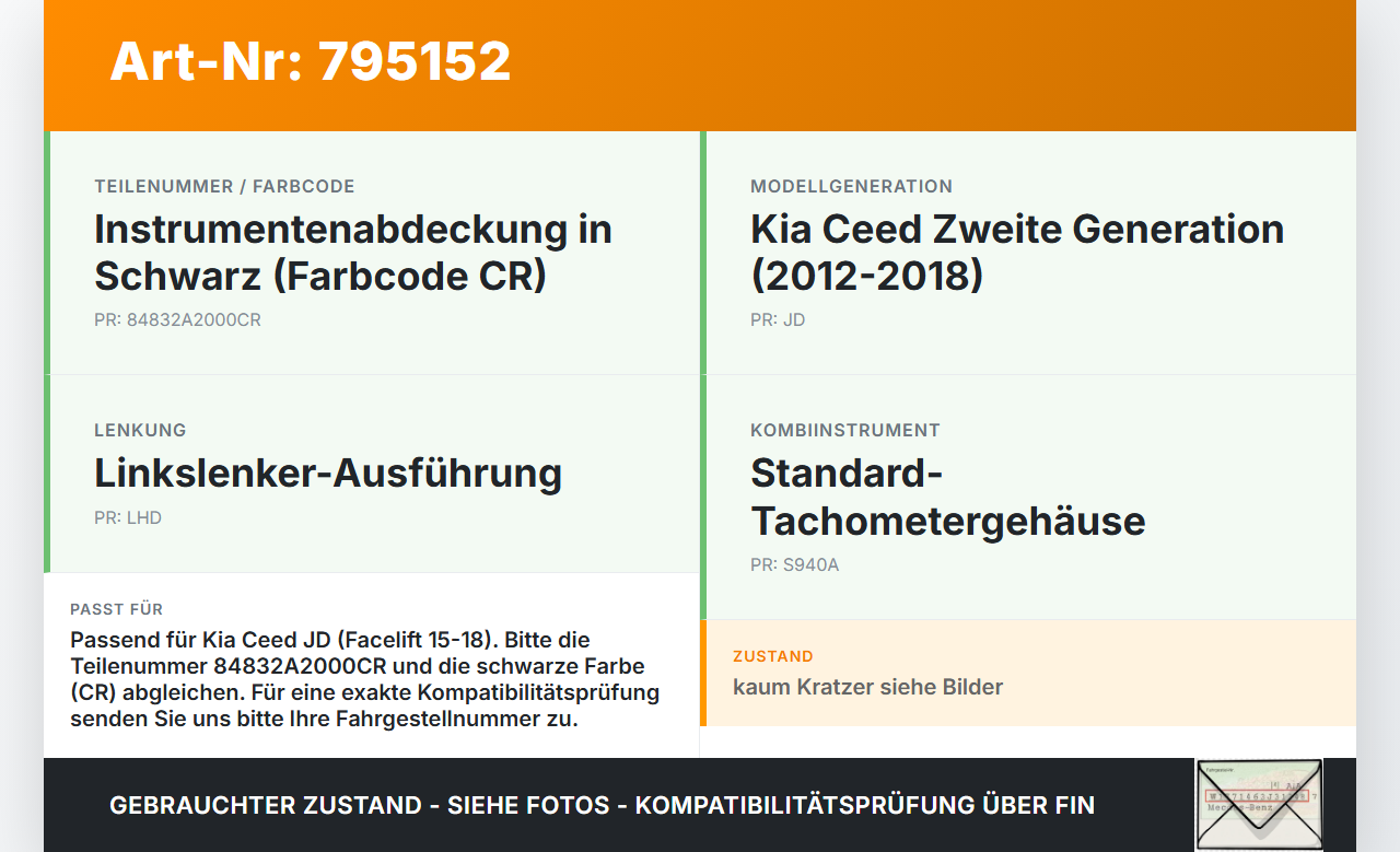 Kia Ceed JD 15-18 Verkleidung für Tacho Kia Ceed JD 15-18 24.05.2016 84832A2000CR gebraucht Vorschau 3