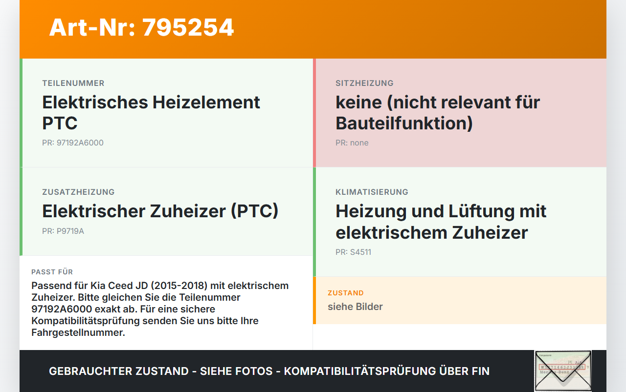 Kia Ceed JD 15-18 Zusatzheizung Zuheizer Heizelement Elektrisch Kia Ceed JD 15-18 24.05.2016 97192A6000... Vorschau 3