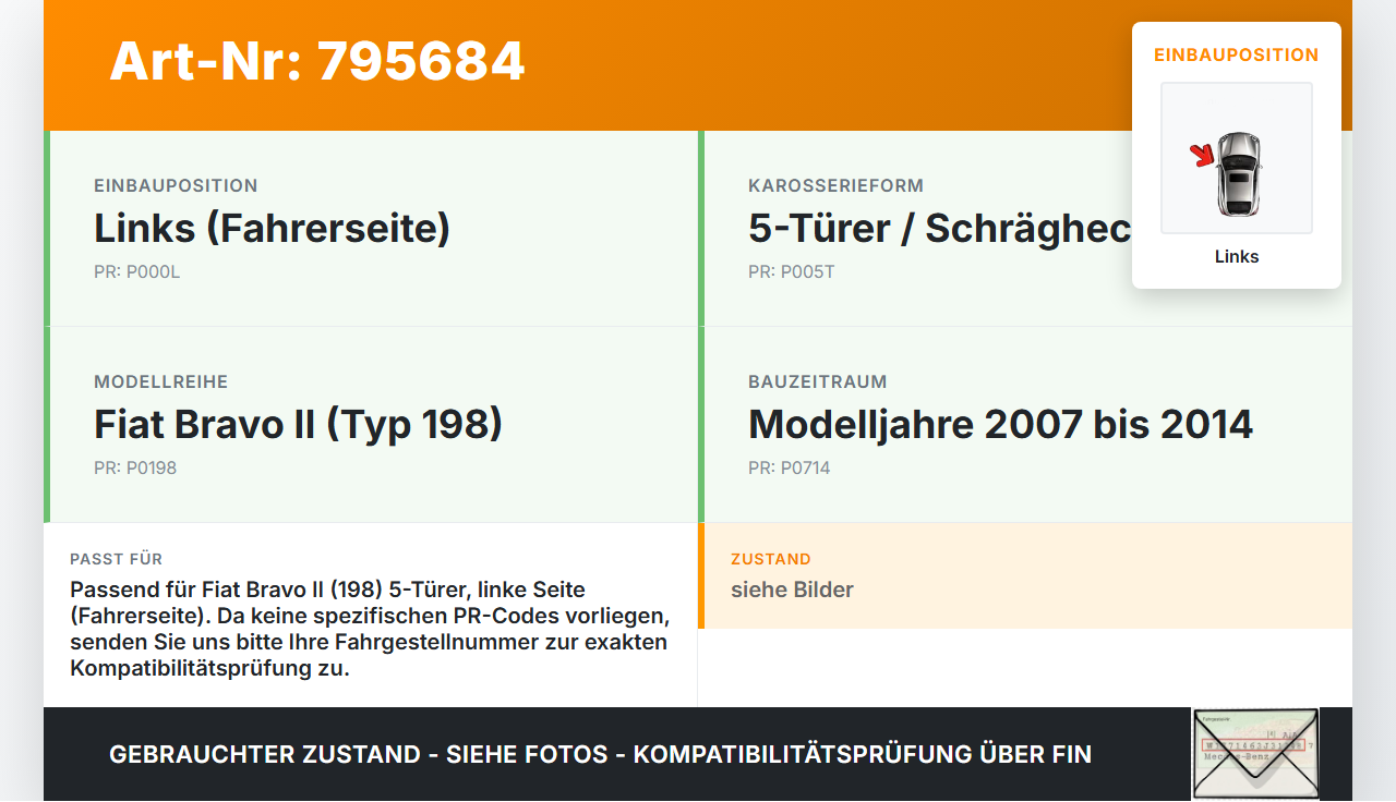 Fiat Bravo II 198 07-14 5T Scharnier für Motorhaube Motorhaubenscharnier Links Fiat Bravo II 198 07-14 18.02.2008... Vorschau 3
