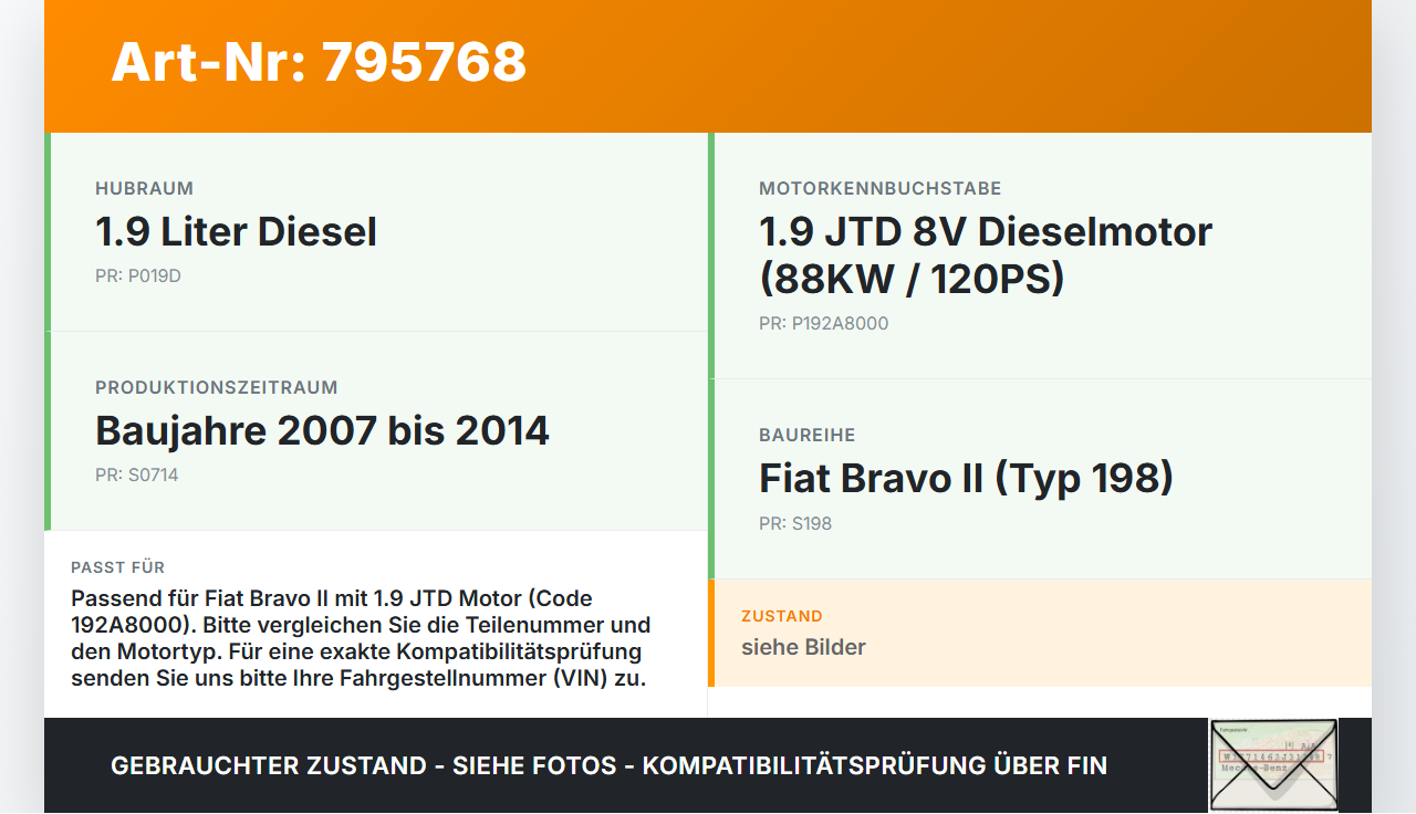 Fiat Bravo II 198 07-14 JTD 1,9d 88KW 192A8000 Unterdruckpumpe Vakuumpumpe Fiat Bravo II 198 07-14 18.02.2008... Vorschau 3