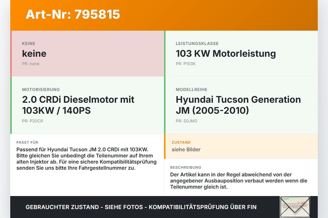 Hyundai Tucson JM 05-10 CRDI 2,0 103KW Injektor Einspritzdüse Zyl.1 Hyundai Tucson JM 05-10 29.10.2007 3380027400... Vorschau 3
