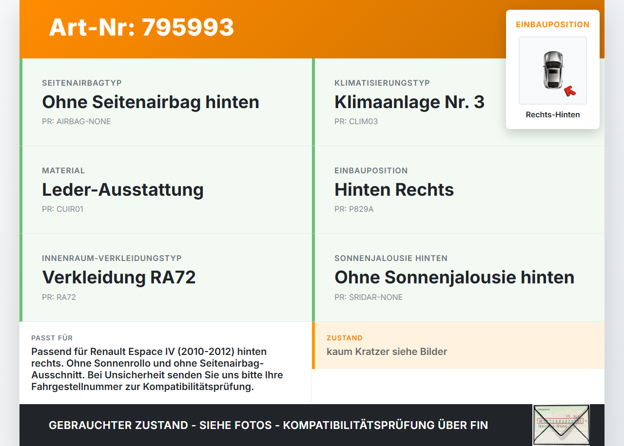 Renault Espace IV JK 10-12 Türverkleidung Türpappe Rechts Hinten Renault Espace IV JK 10-12 25.05.2012 829A03921R... Vorschau 3