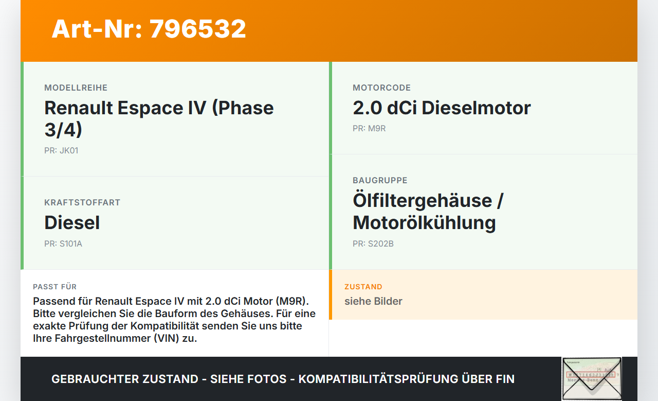 Renault Espace IV JK 10-12 dCi 2,0 110KW M9R815 Ölfiltergehäuse Gehäuse Halter für Ölfilter Renault Espace IV JK... Vorschau 3