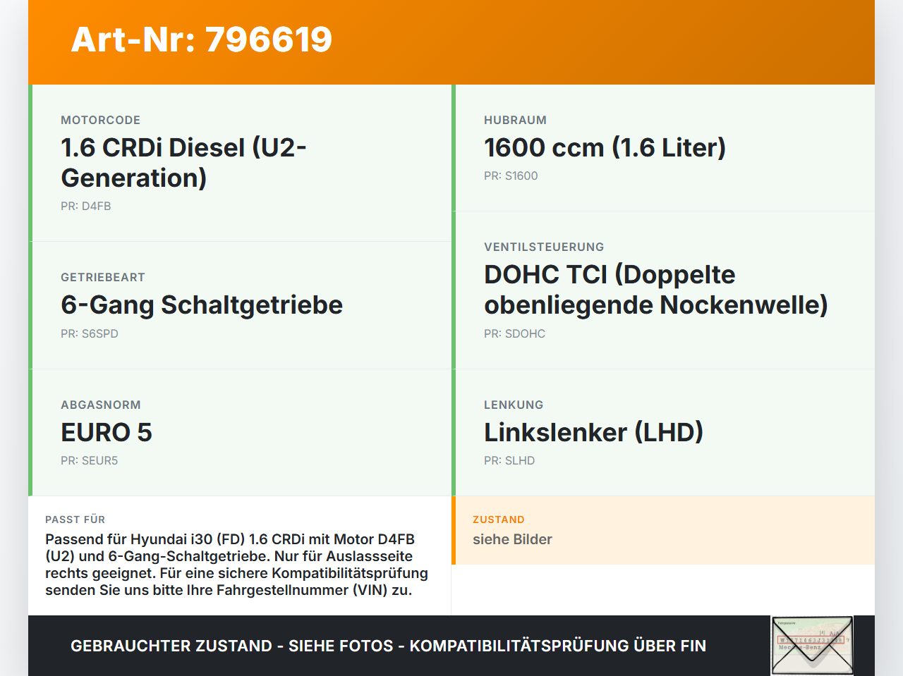 Hyundai I30 FD 10-12 CDRDi 1,6  D4FB R89A Nockenwelle Auslass Hyundai I30 FD 10-12 30.09.2011 24100-2A200 gebraucht Vorschau 3