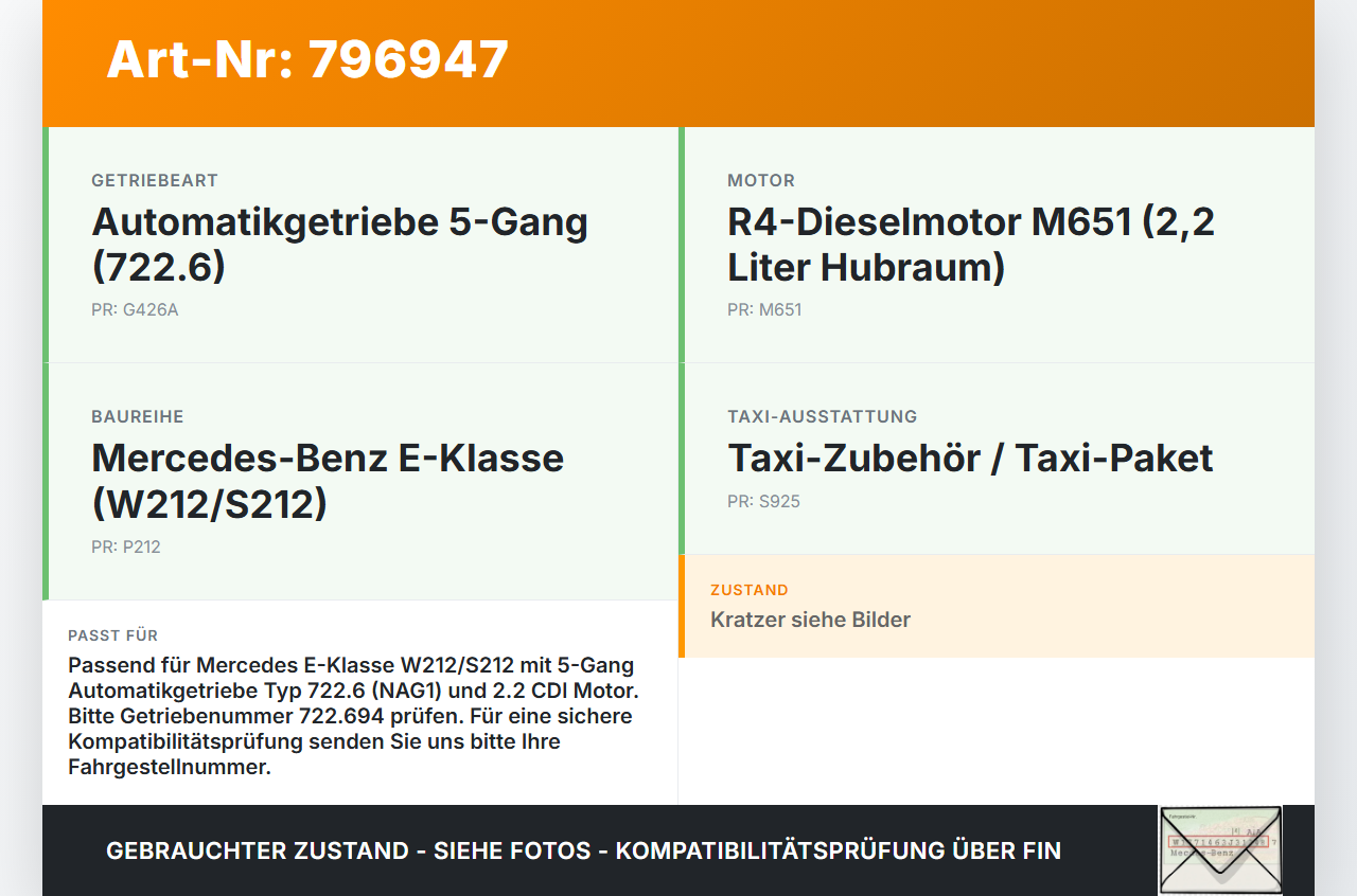 Mercedes W212 S212 E200 09-13 CDI  2,2  651925 Ölwanne für Automatikgetriebe 722.694 Mercedes W212 S212 E200 09-13... Vorschau 3