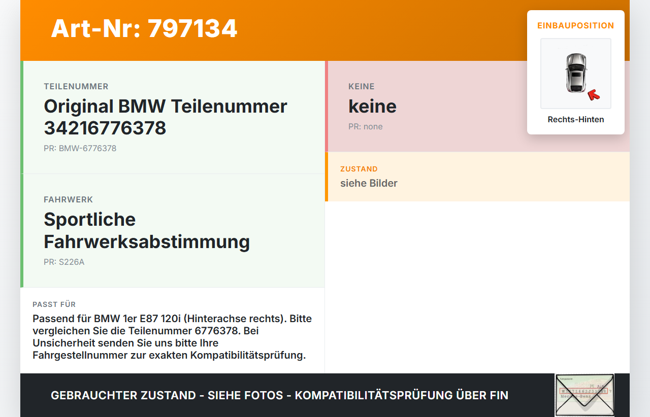 BMW 1er E87 120i 04-07 2,0 110KW Bremssattel Bremszange Hinten Rechts BMW 1er E87 120i 04-07 24.05.2004... Vorschau 3