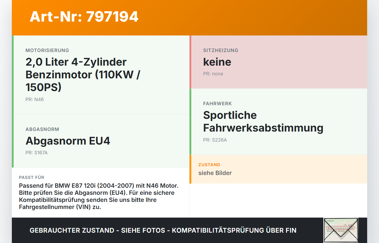 BMW 1er E87 120i 04-07 2,0 110KW Katalysator Kat Vorkat mit Abgaskrümmer BMW 1er E87 120i 04-07 24.05.2004... Vorschau 3