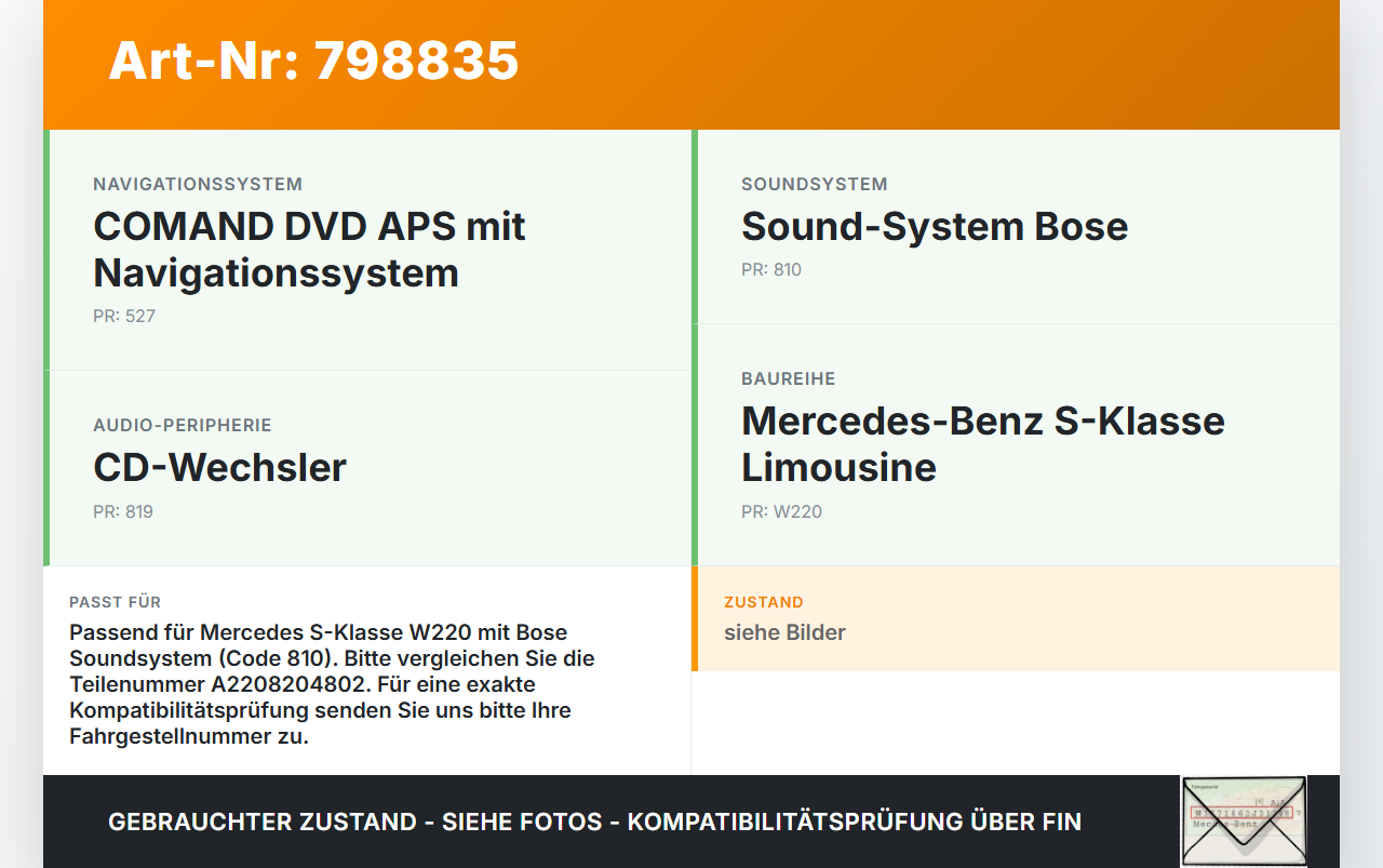 Mercedes S-Kl. W220 S320 02-05 Lautsprecher Subwoofer Bassbox Mercedes S-Kl. W220 S320 02-05 08.07.2004 A2208204802... Vorschau 3