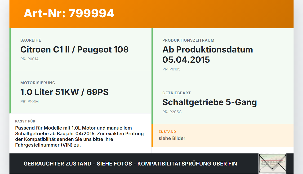 Citroen C1 II 108 14-19 1,0 51KW Schaltzug Schaltseilzug Schaltseil Citroen C1 II 108 14-19 01.02.2017 B001040780... Vorschau 3