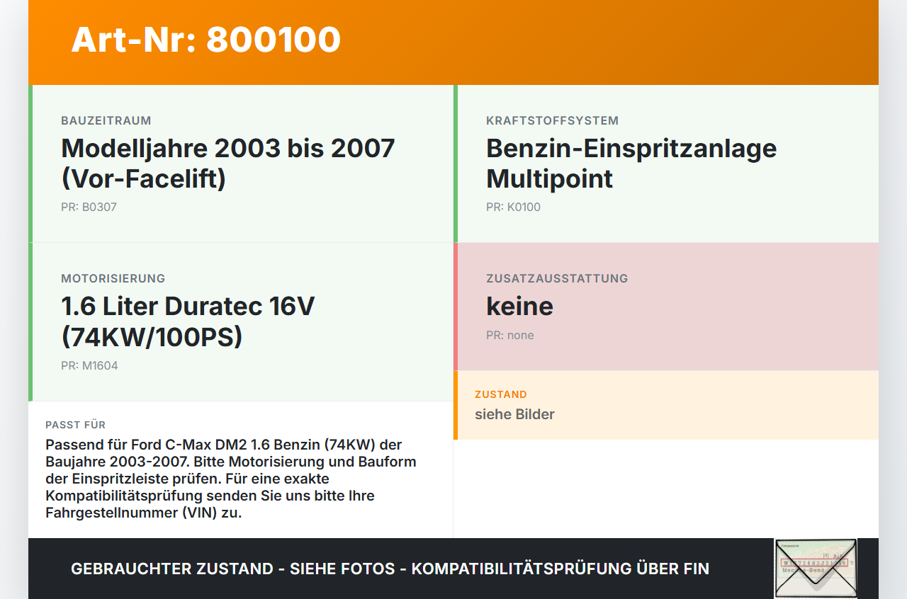 Ford C-Max DM2 03-07 1,6 74KW Einspritzleiste Düsenstock für Einspritzanlage Ford C-Max DM2 03-07 02.02.2004... Vorschau 3