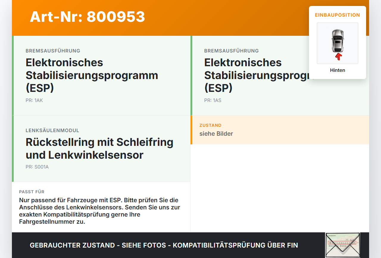 VW T5 7H 03-09 Kasten Beide Feder Federn Spidan Hinten VW T5 7H 03-09 22.10.2007 6Q0959654C gebraucht Vorschau 3