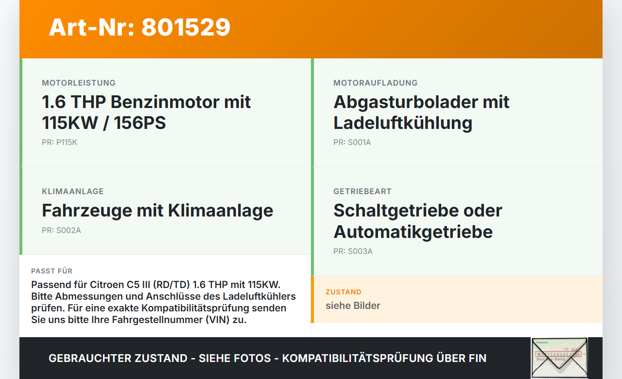 Citroen C5 III RD TD 08-12 1,6 115KW Ladeluftkühler Kühler Citroen C5 III RD TD 08-12 01.05.2011 1440Q9 9684957680... Vorschau 3