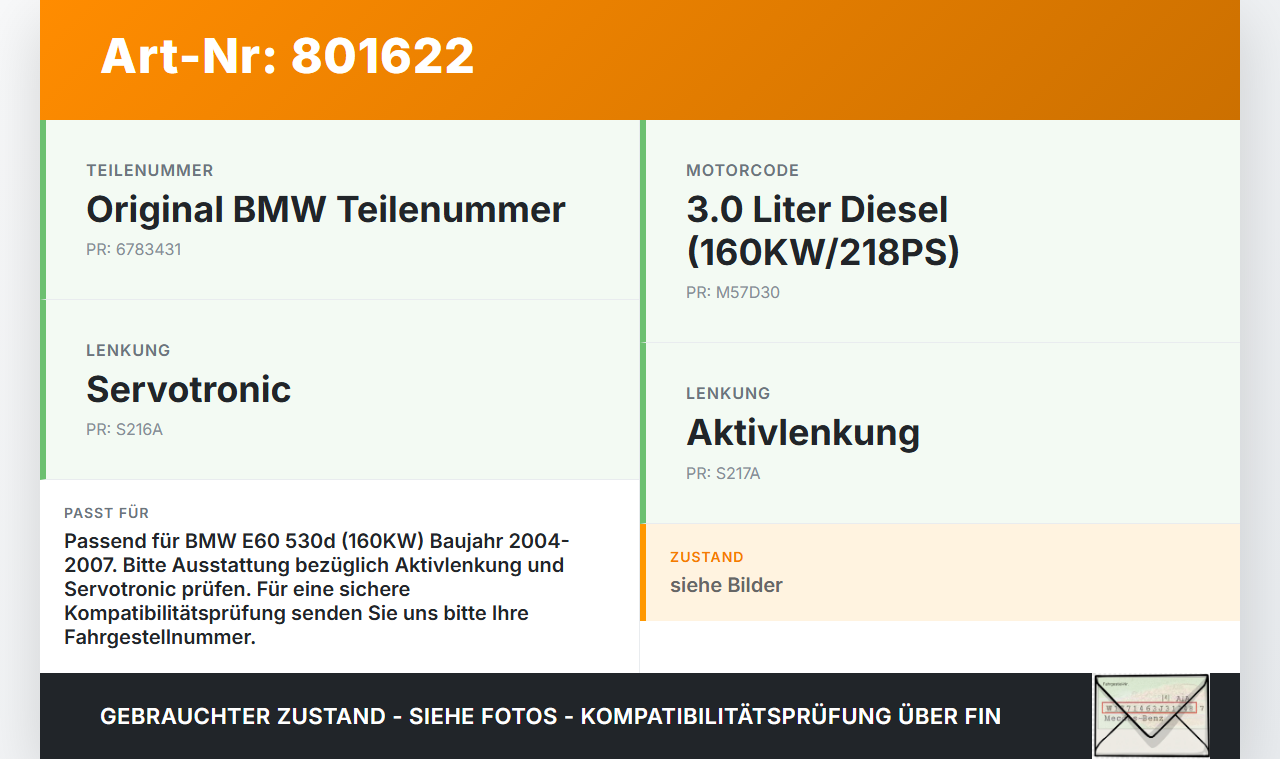 BMW E60 530d 5er 04-07 3,0d 160KW Servopumpe Hydraulikpumpe für Lenkung BMW E60 530d 5er 04-07 20.04.2004 6783431... Vorschau 3