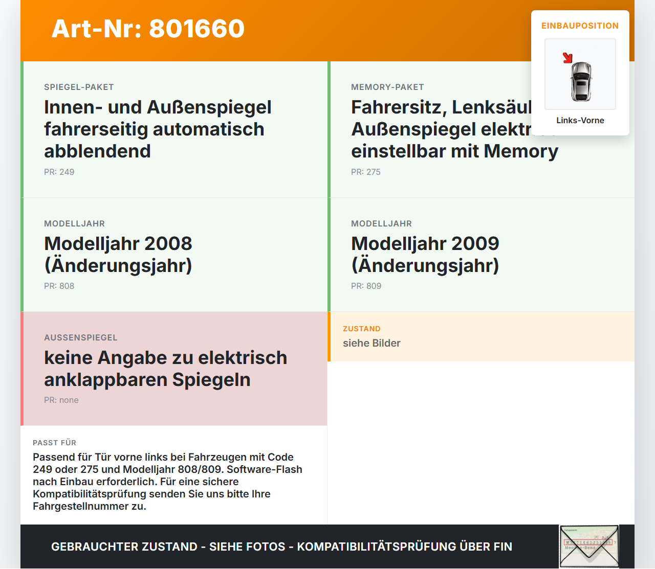 Mercedes W204 S204 C220 07-14 Steuergerät ECU Modul Türsteuergerät Links Vorne Mercedes W204 S204 C220 07-14... Vorschau 3