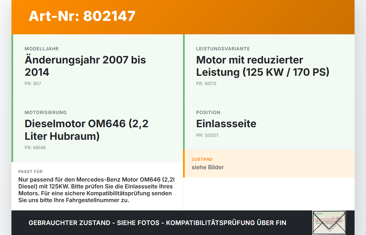 Mercedes W204 S204 C220 07-14 2,2d 125KW 646811 Nockenwelle Einlass Mercedes W204 S204 C220 07-14 28.11.2007... Vorschau 3