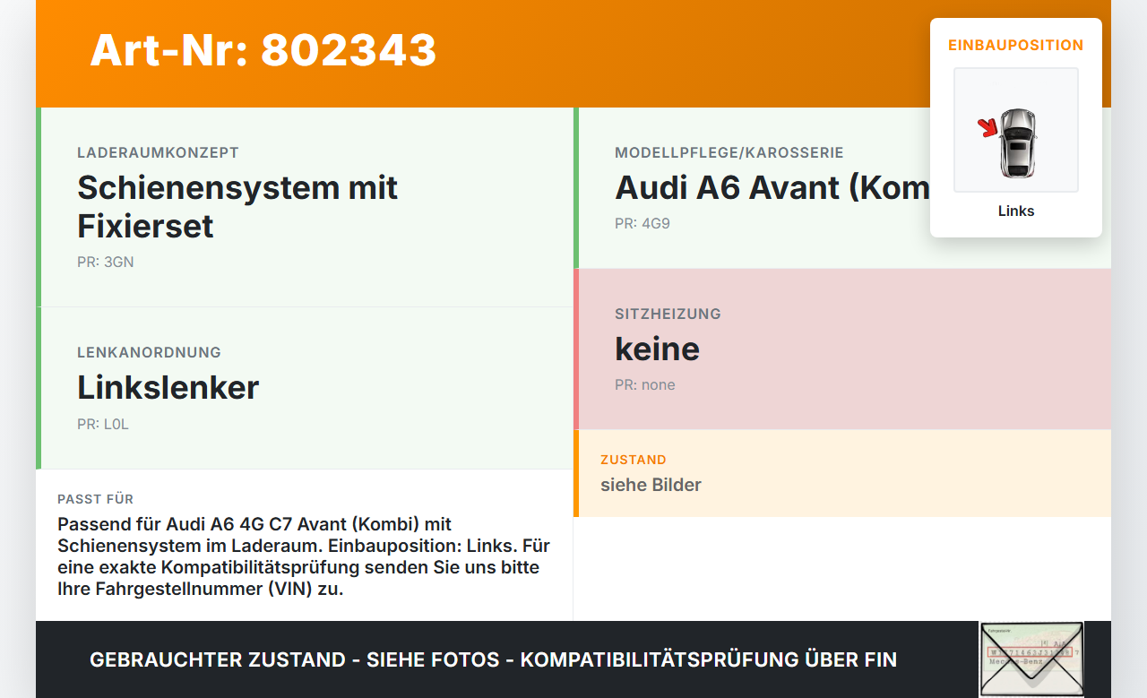 Audi A6 4G C7 11-14 qu Laufschiene für Laderaum Gepäck Links Audi A6 4G C7 11-14 qu 14.03.2012 4G9864105A... Vorschau 3