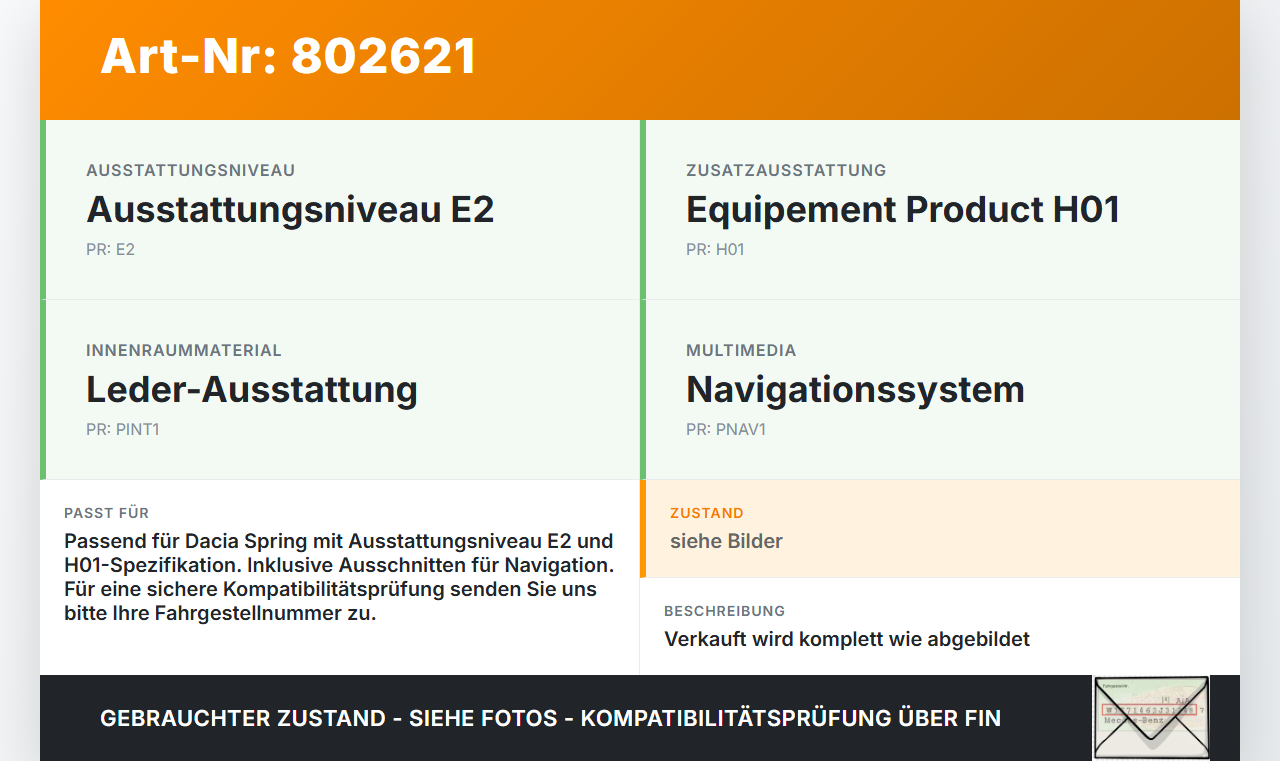 Dacia Spring BJ20 Armaturenbrett Panel komplett Dacia Spring BJ20 01.02.2021 681004796R gebraucht Vorschau 3