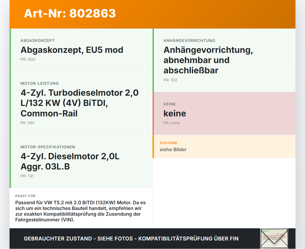 VW T5.2 7H 7E 09-15 BiTDI 2,0 132KW Stutzen Montagebock VW T5.2 7H 7E 09-15 31.10.2010 7H7070739B gebraucht Vorschau 3