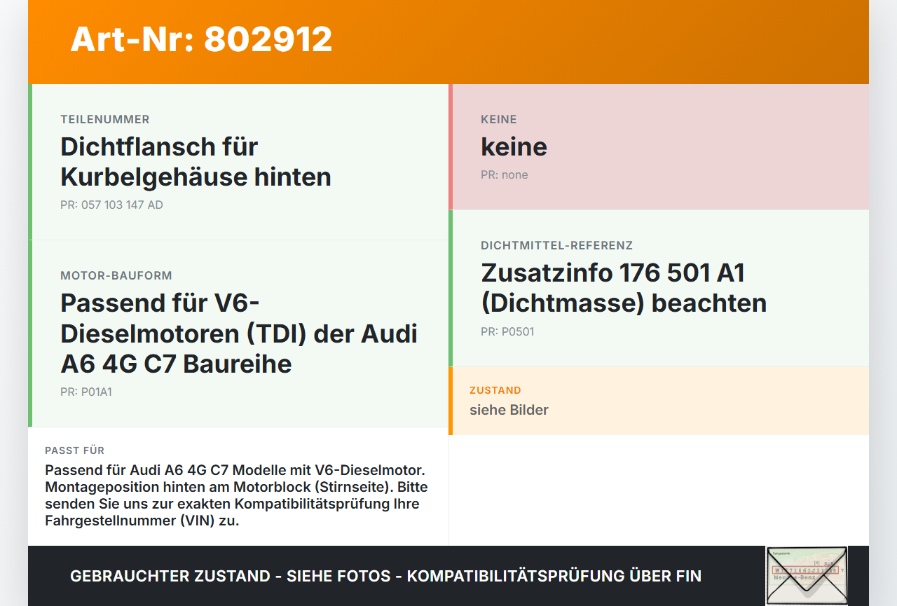 Audi A6 4G C7 11-14 qu TDI 3,0 150KW Platte Dichtflansch für Motor Stirnplatte Gehäuse Motorblock Audi A6 4G C7... Vorschau 3